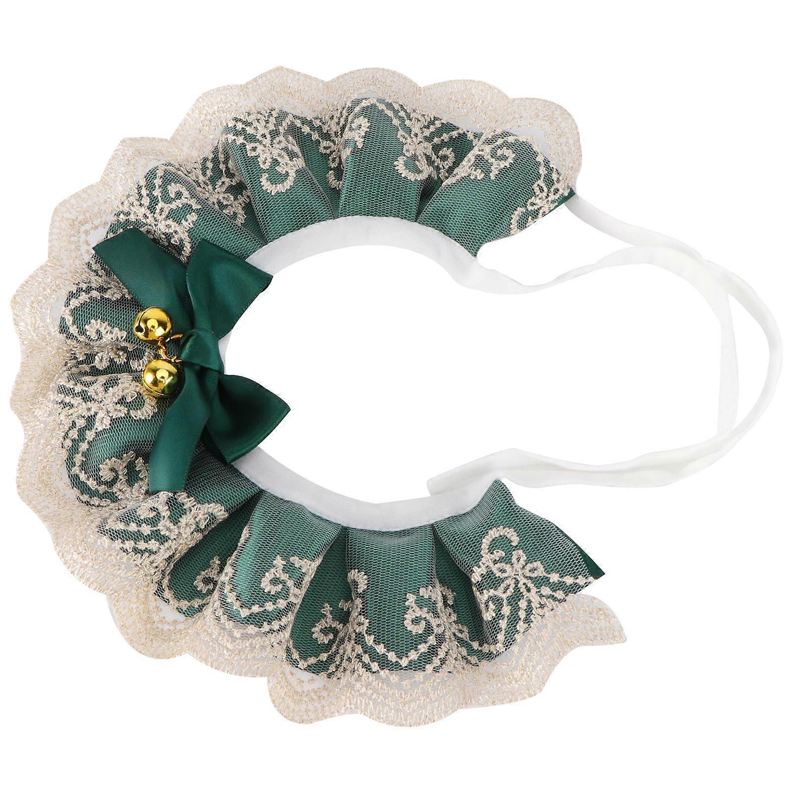 Lace Pet Neckerchief For Pets With Bell Protects From Dirt While Eating 1Set