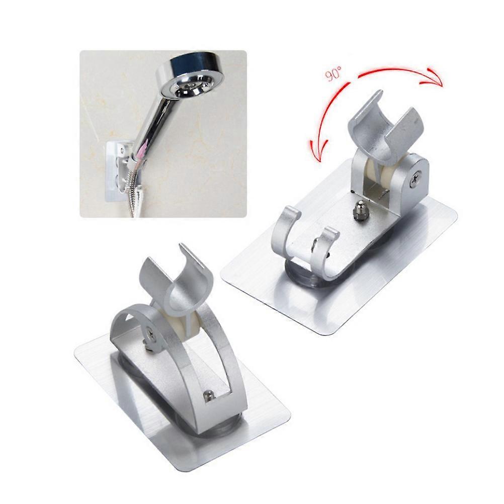 Space Aluminum Shower Head Holder Adjustable 2Pcs Silver for Home Use