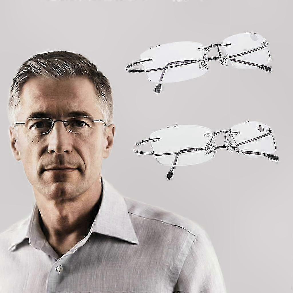 Unisex Rimless Reading Glasses with Titanium Frame, Diopter Range +1.0 to +3.5, Lightweight and Compact Design for Everyday Use