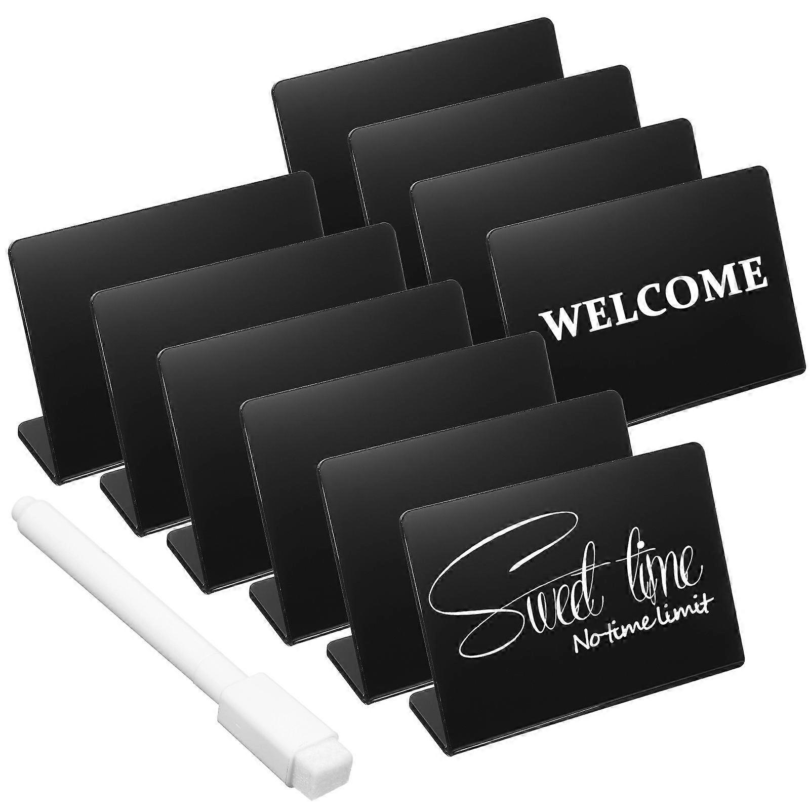 Small Chalkboard Signs 10 Pcs Reusable Table Markers for Weddings and Bakeries 2.79X3.93in Writable L Shaped Design