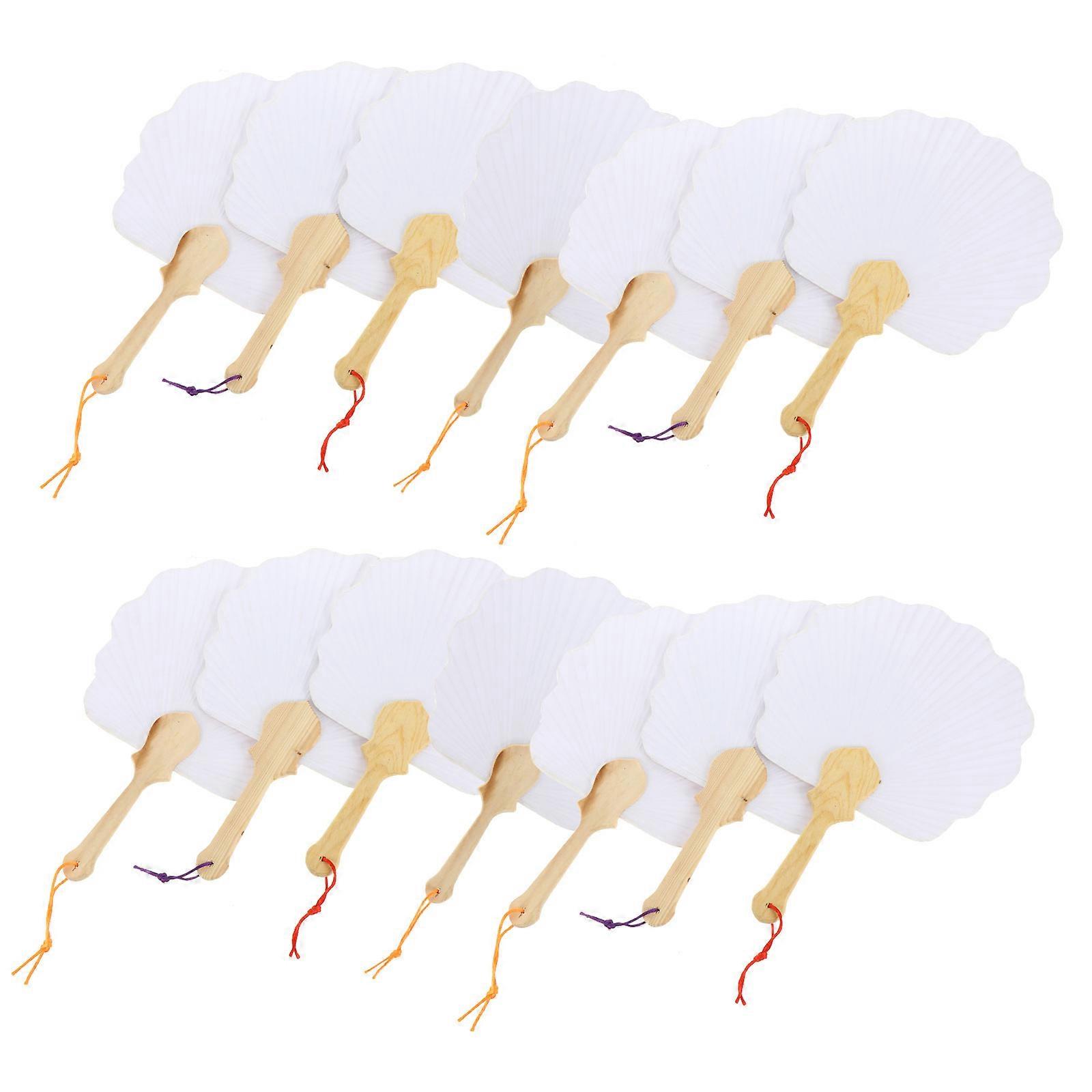 White Paper Fans Set 16pcs Premium Handheld Petal Shaped Craft Fans for DIY Painting, Creative Drawing, and Art Activities at Home, School, or