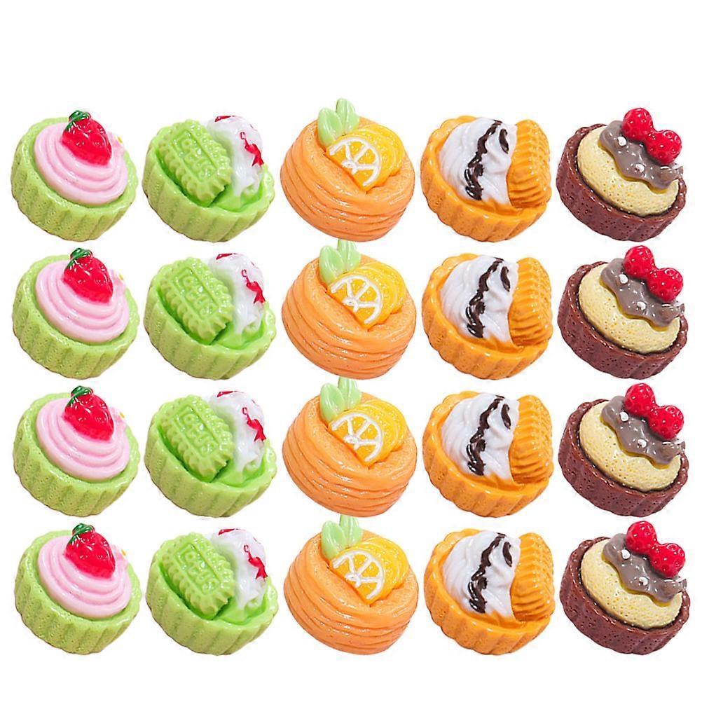 Miniature Cake Models for Decor Assorted Color Resin Material 24 Pieces