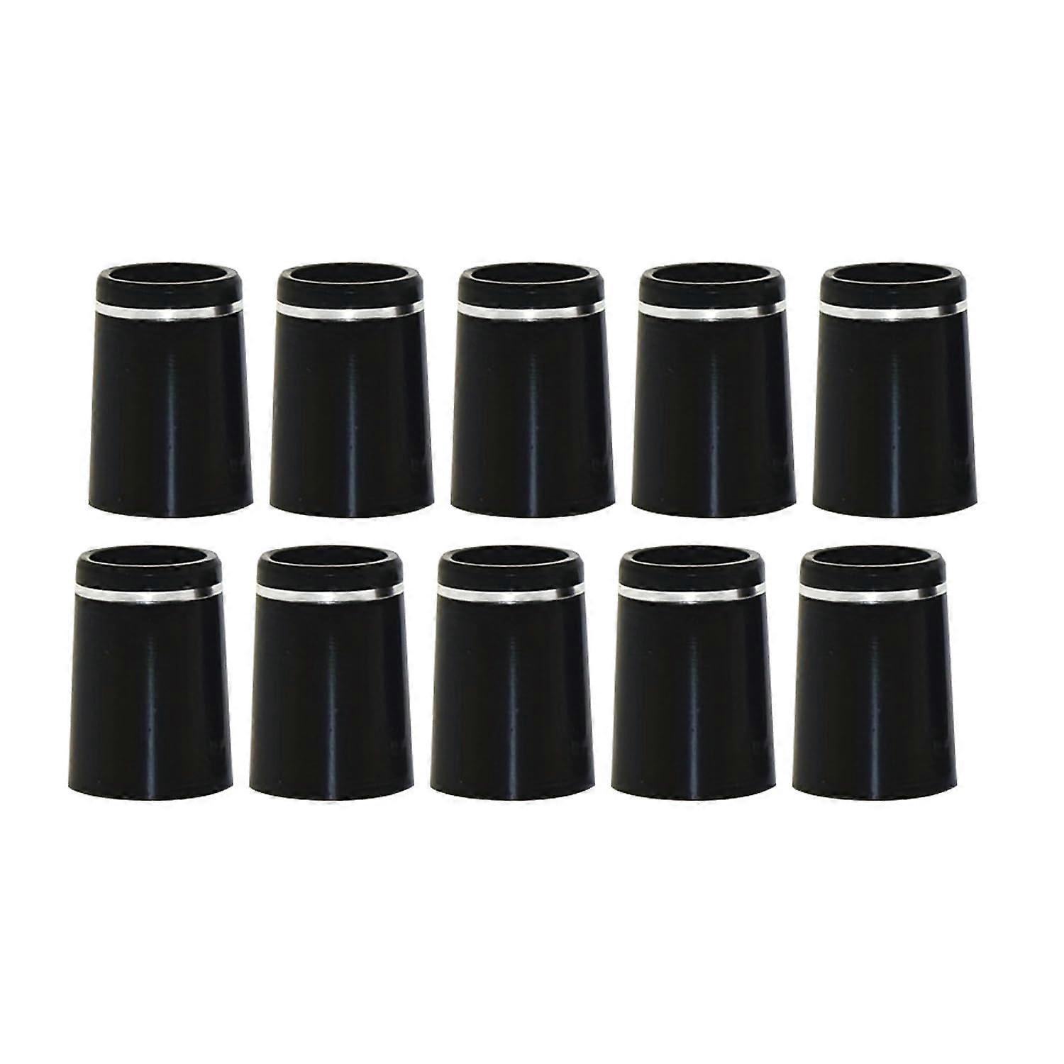 Golf ferrules with single silver ring for all iron shafts, size .370, black, 10 pieces