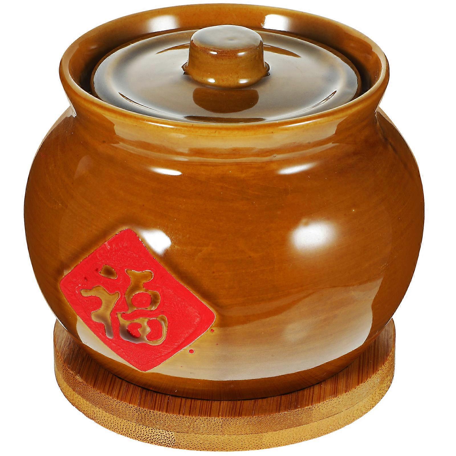Retro Ceramic Soup Bowls with Lid for Home Use Assorted Color Easy to Clean and Set