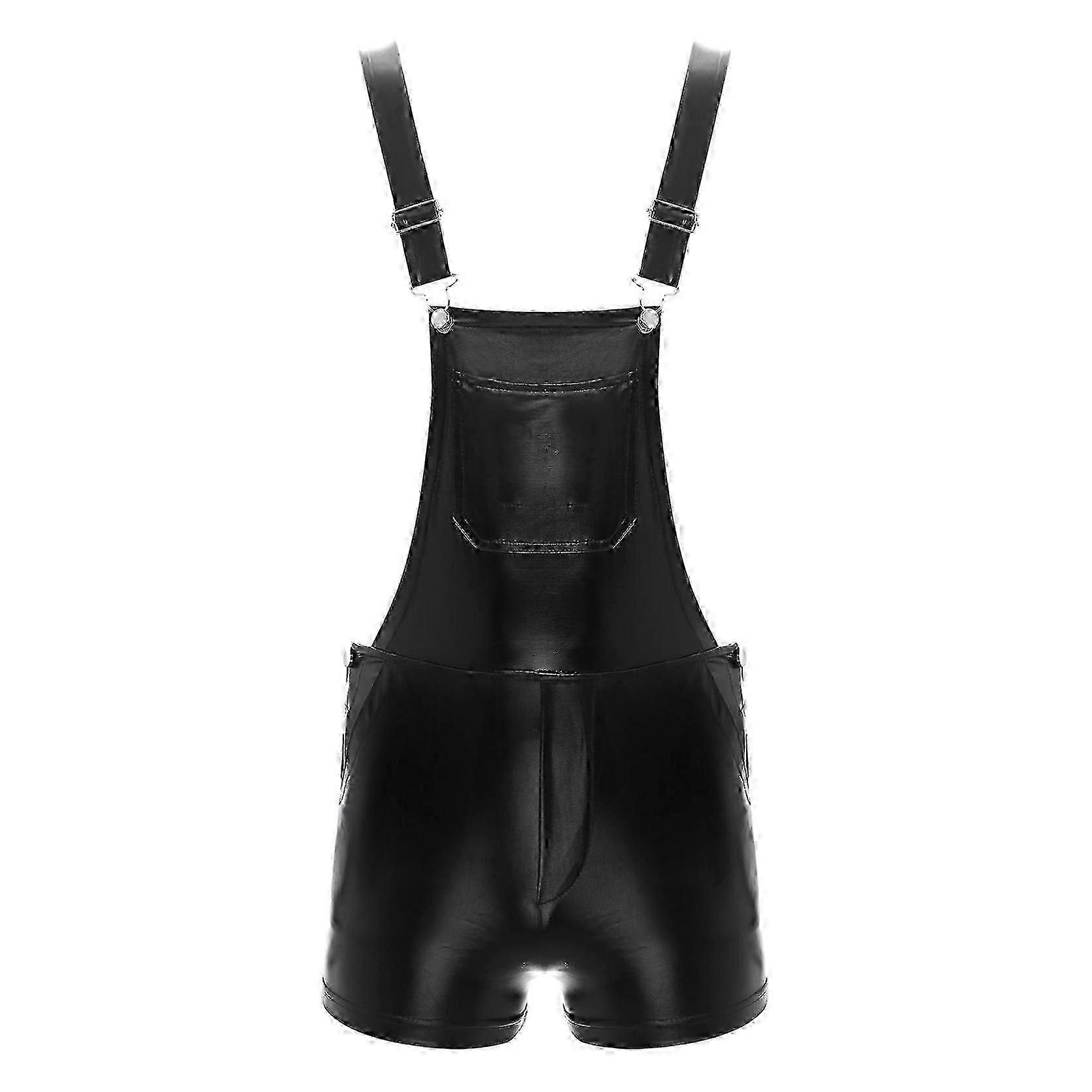 Men's metallic halter neck suspender shorts, adjustable polyester fiber, shiny and comfortable, suitable for multiple occasions