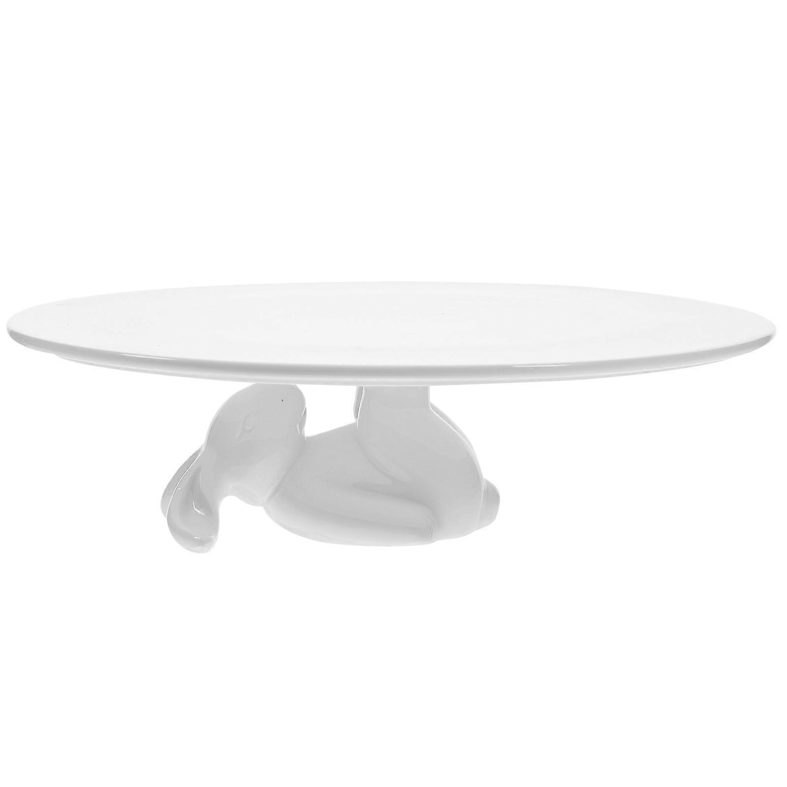 Bunny Cake Serving Plate Ideal For Family Dinner Holiday Gatherings White Color Display Food 1Pcs