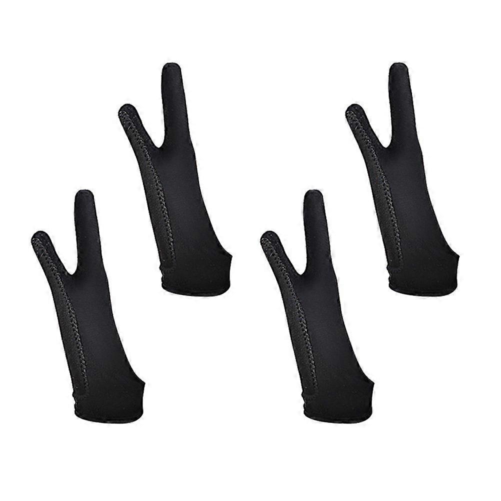 Comfortable Artist Glove For Pen Display Users And Designers In Black Featuring Two-Finger Design Anti-Mistouch 2Pcs