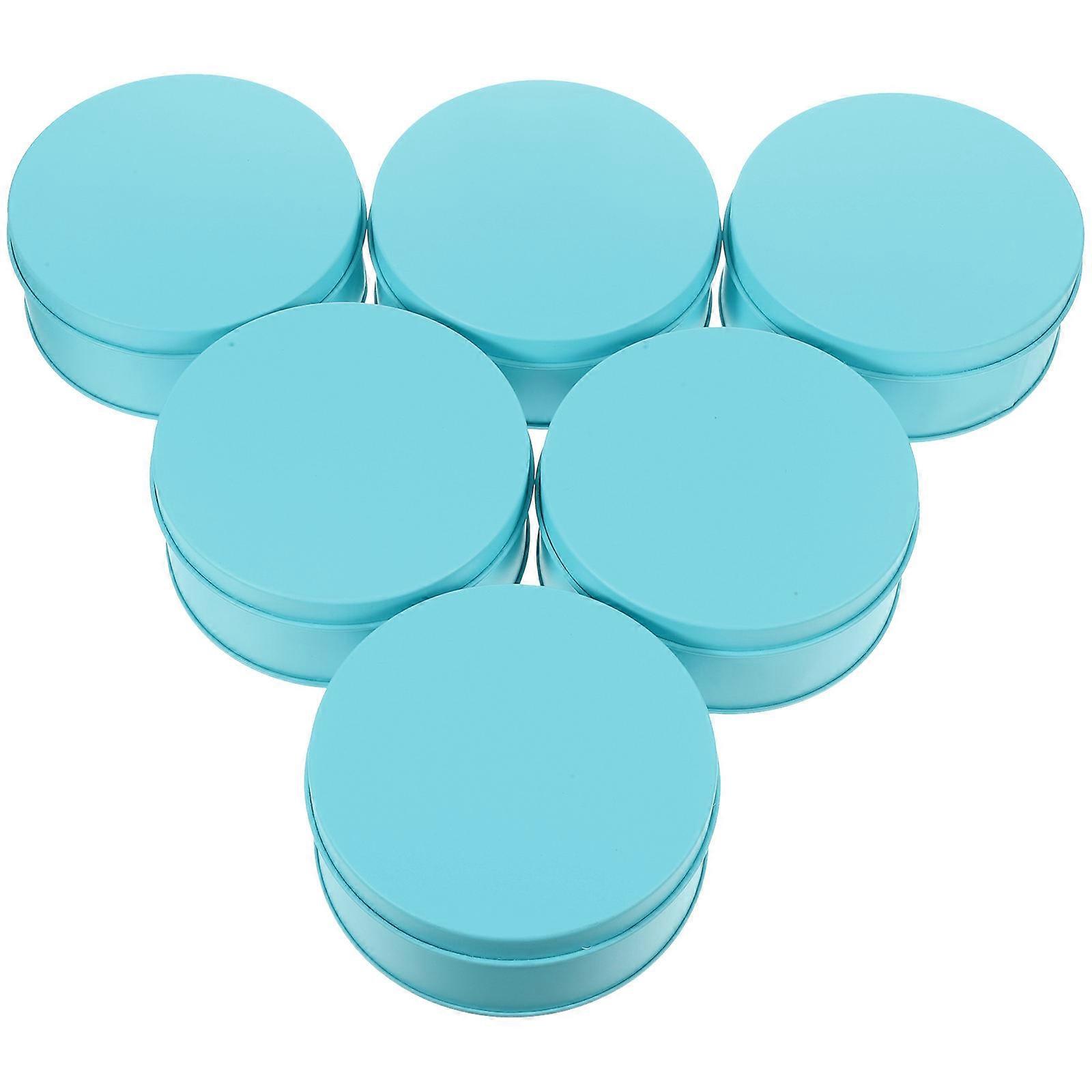 6pcs Round Cookie Tins for Baking Cake Candy Storage and Wrapping Tinplate Jar