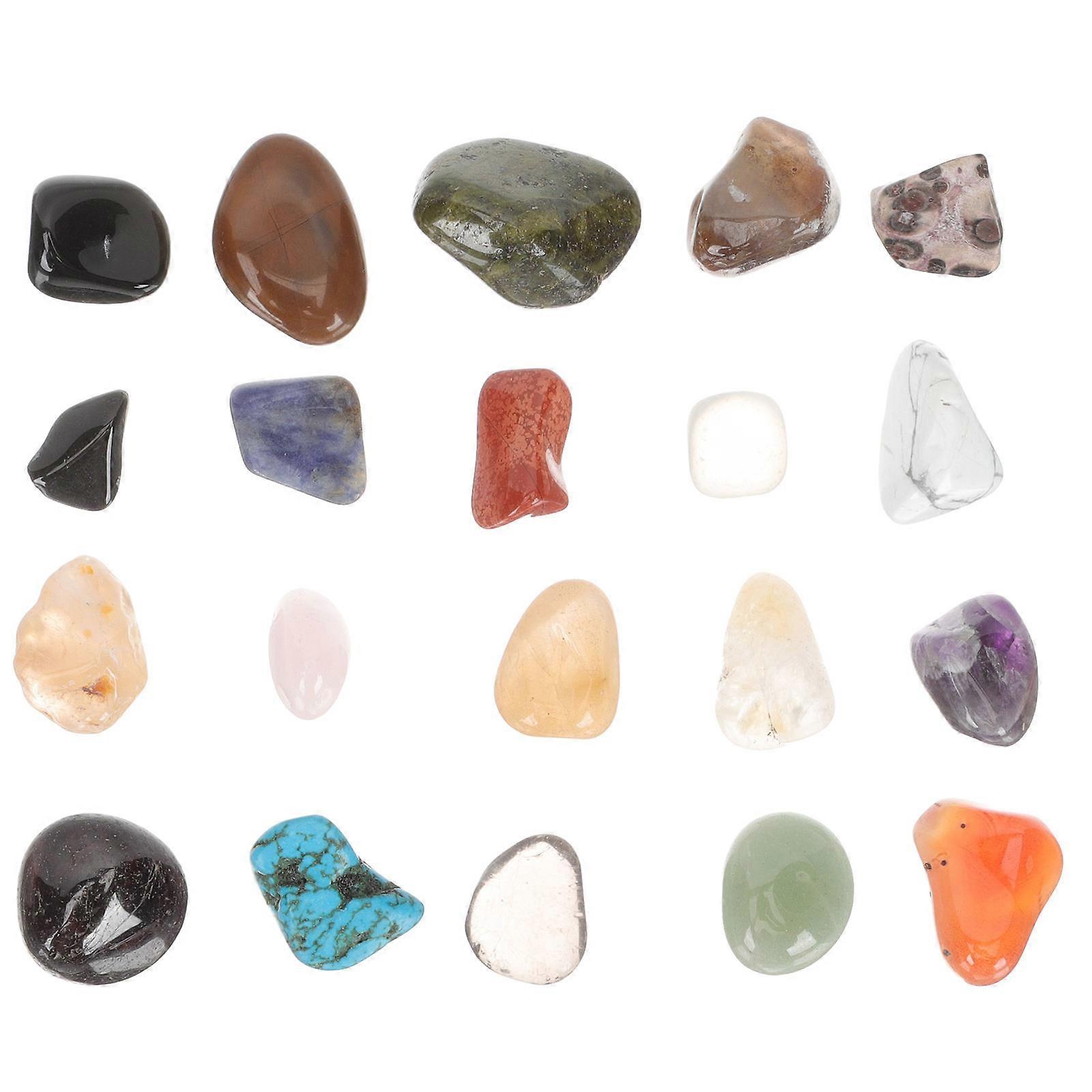 20pcs Tumbled Crystals Box – Polished Stones & Gemstones for Educational Rock Collection, Nature Learning, and Decorative Use
