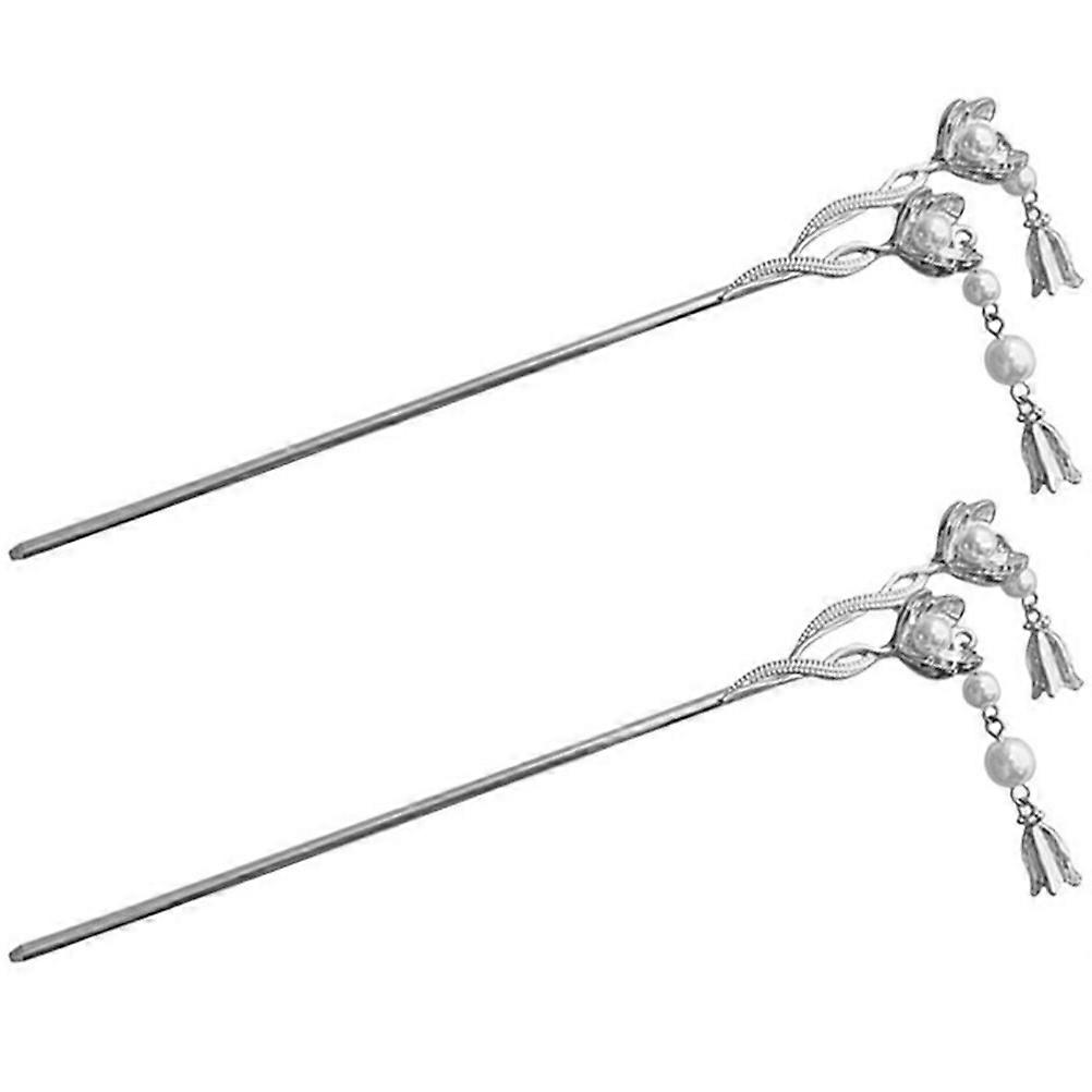 Retro hårgafler 2 stk hårpinner for kvinners hårdekorasjon ved forskjellige anledninger i sølv