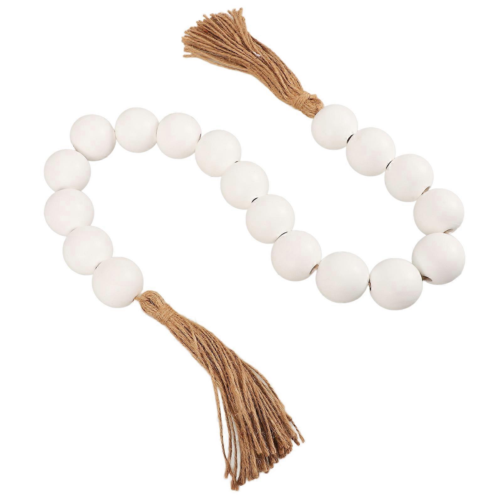 Golden Handcrafted Wooden Beads Garland with Cotton Rope and Tassels for Decor 1 String