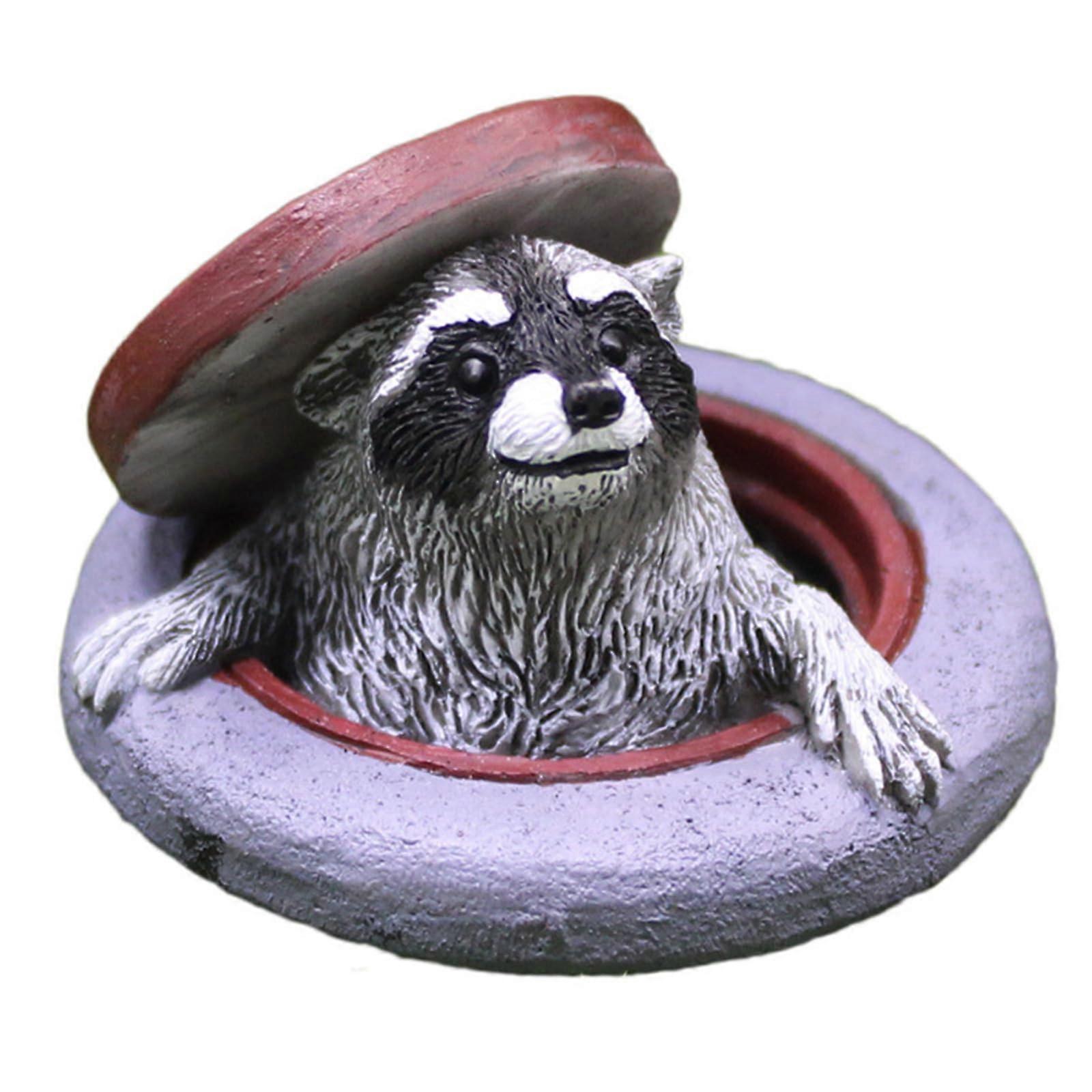 Realistic Raccoon Figurine With Lid, Cartoon Resin Statue For Desk, Bookshelf, And Garden Decor
