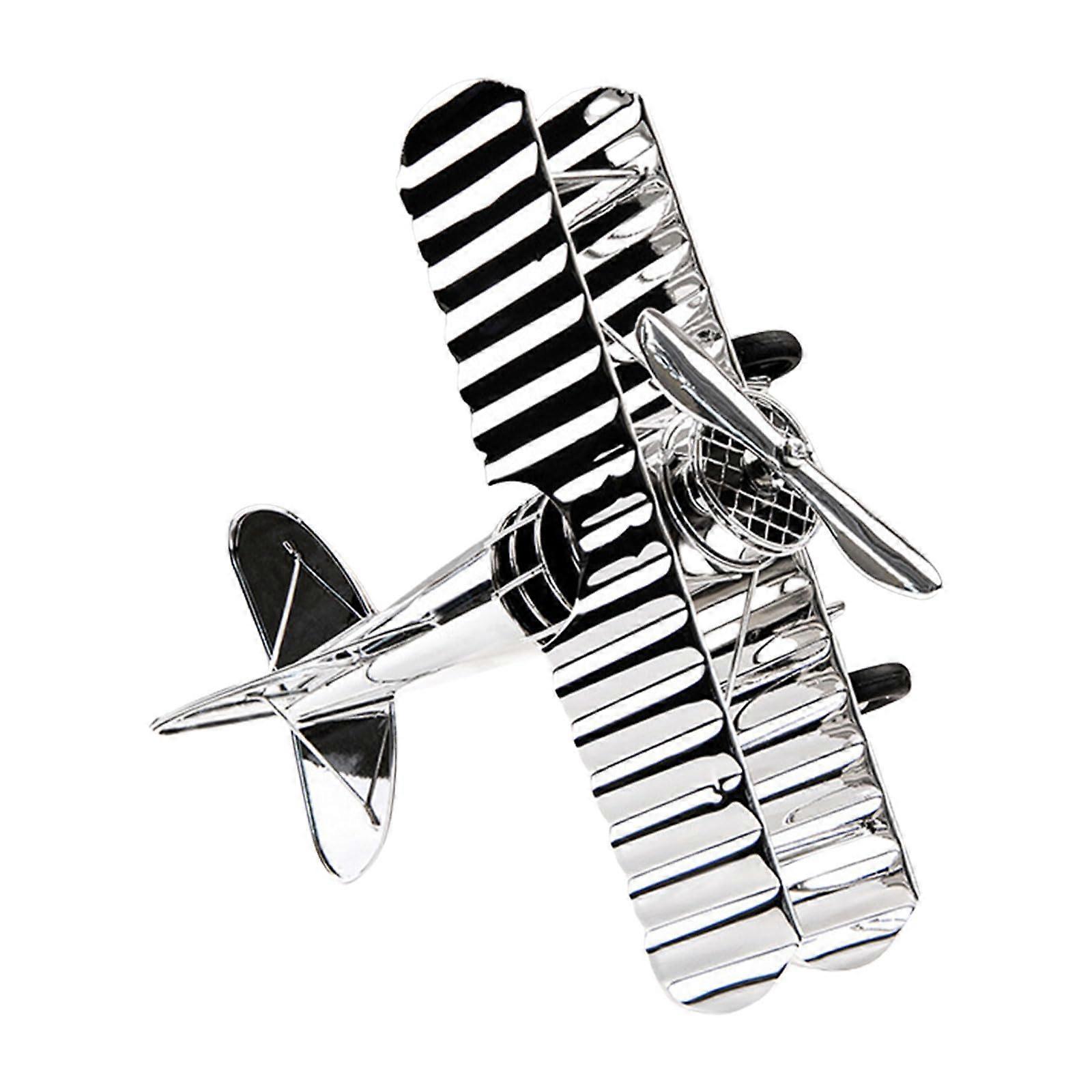 Silver Airplane Model Sculpture for Wine Cabinet Display and Entryway Home Decoration