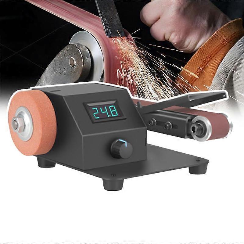 Speed belt sander, 30 x 340 mm sanding belt, 0–90° adjustable sanding arm, sevenspeed adjustment, forward and reverse switch, smart display.