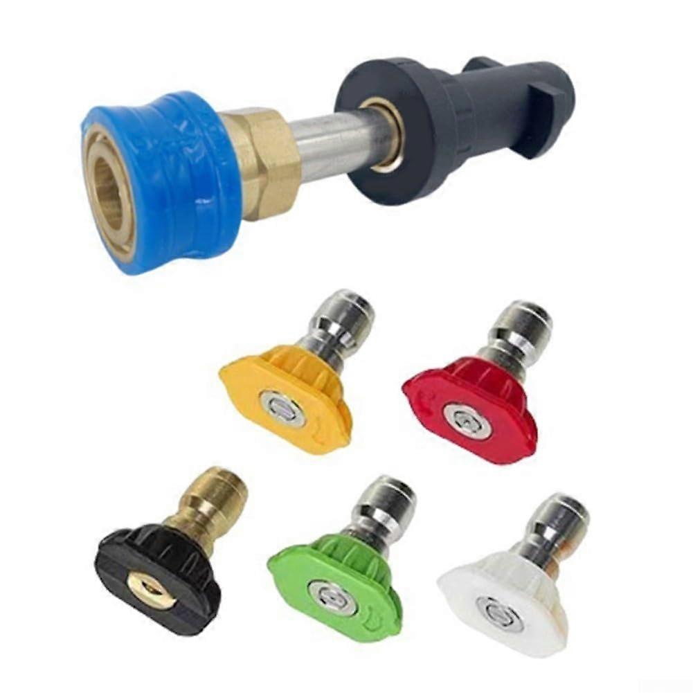 High Pressure Car Wash Foam Gun with Quick Connector, Five Colour Nozzles for Efficient Cleaning, Multi-Colored Nozzle Set
