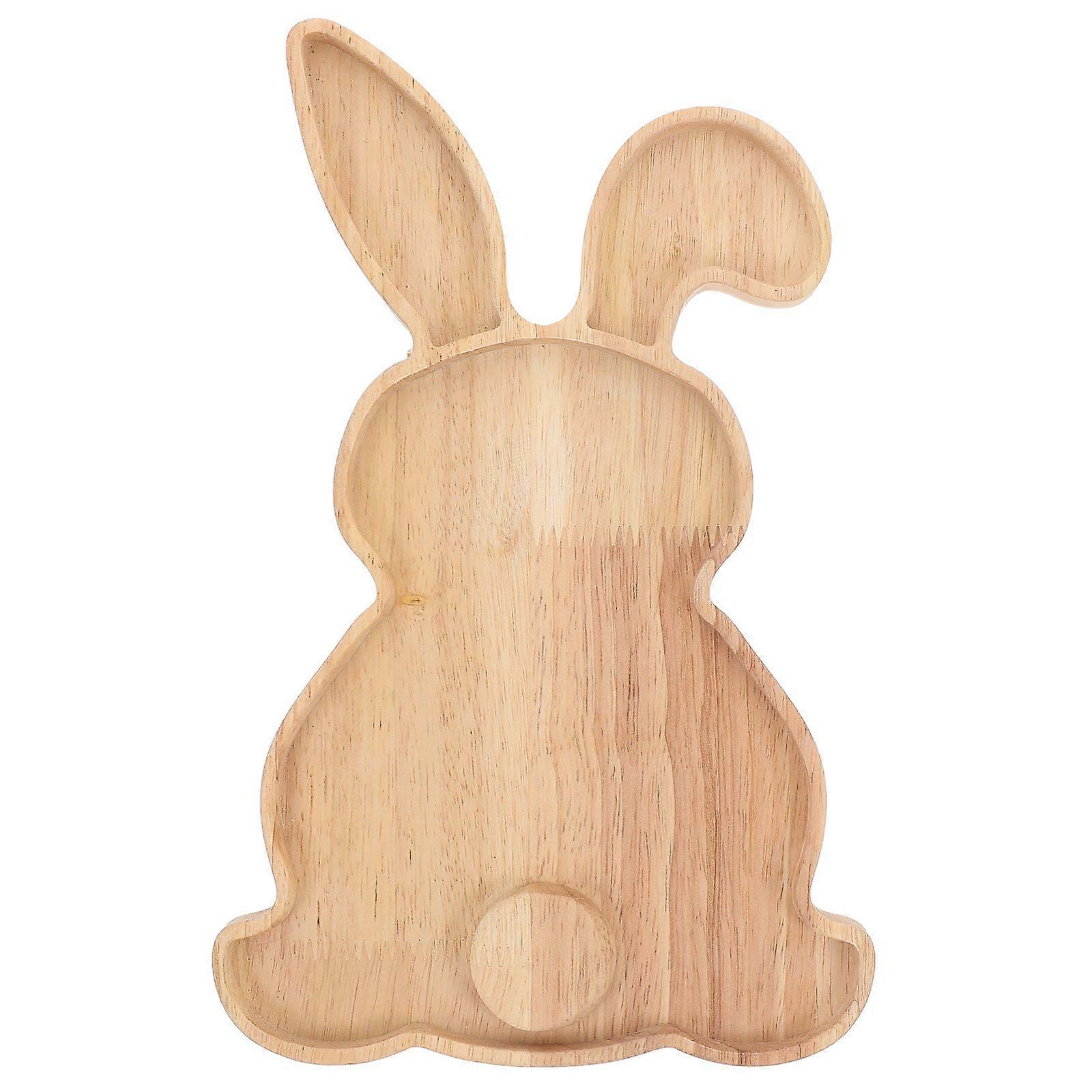 Easter Wooden Rabbit Plate Adorable Wooden Tray Snack Fruit Tray for Parties Holidays Dinners