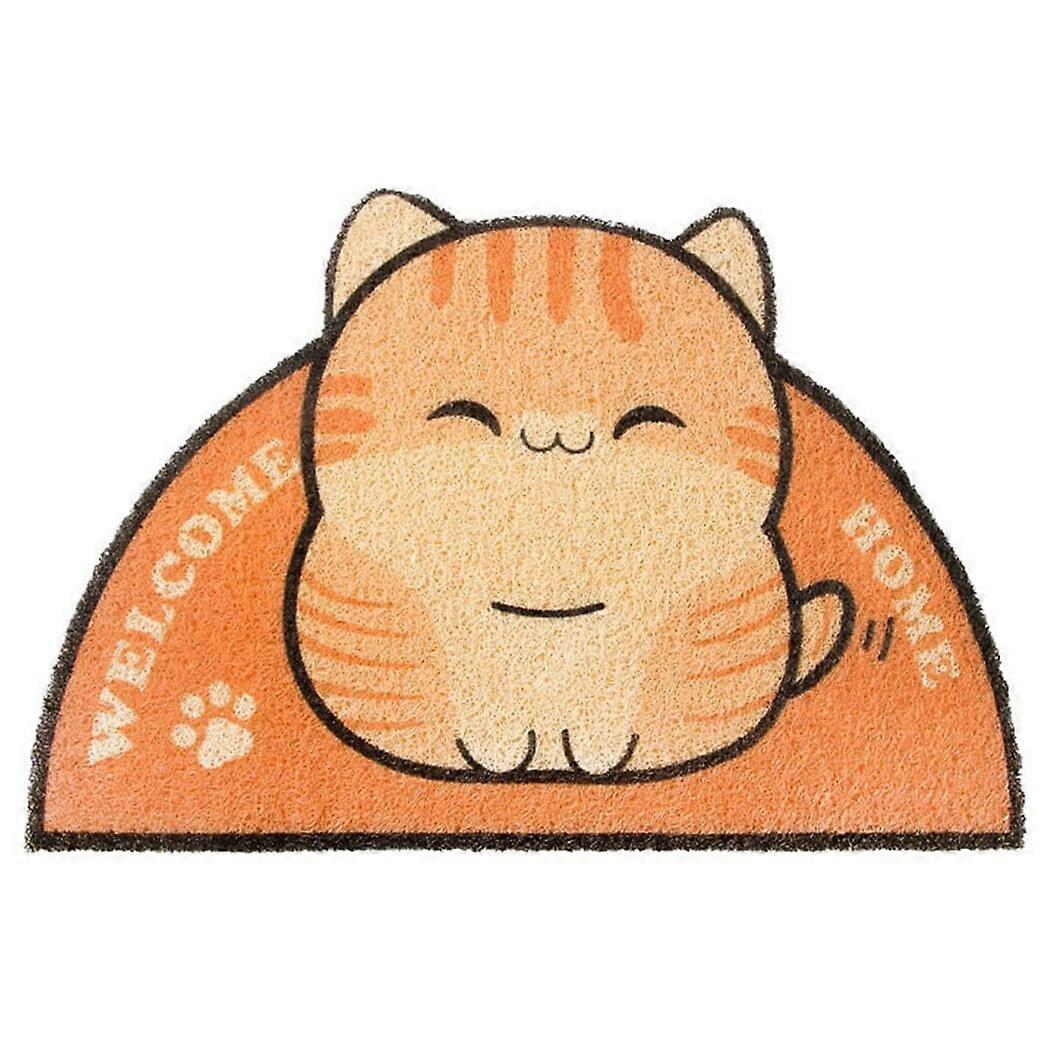 Universal cat litter mat, nonslip, reusable, protective cartoon floor mat for cat litter tracking.