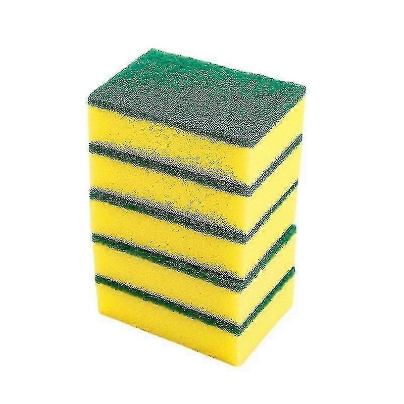 Antimicrobial Anti-scratch Cleaning Sponge - Yellow & Green - 5 Count