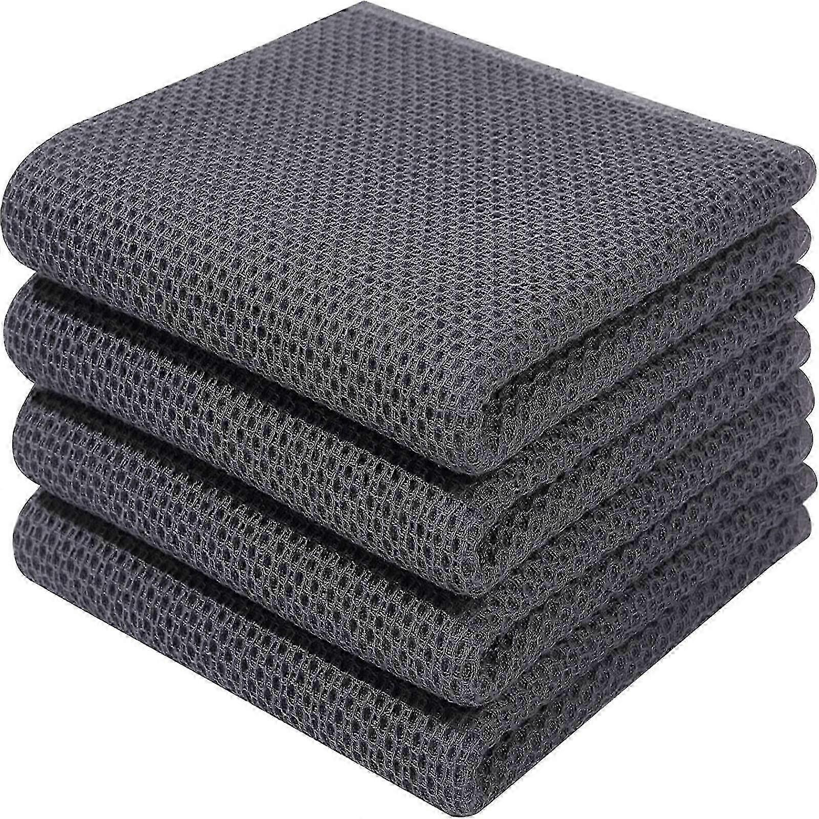 Absorbent Dish Cloths With Hanging Loop 34*73cm Dark gray 6-pack 100% Tea Towels