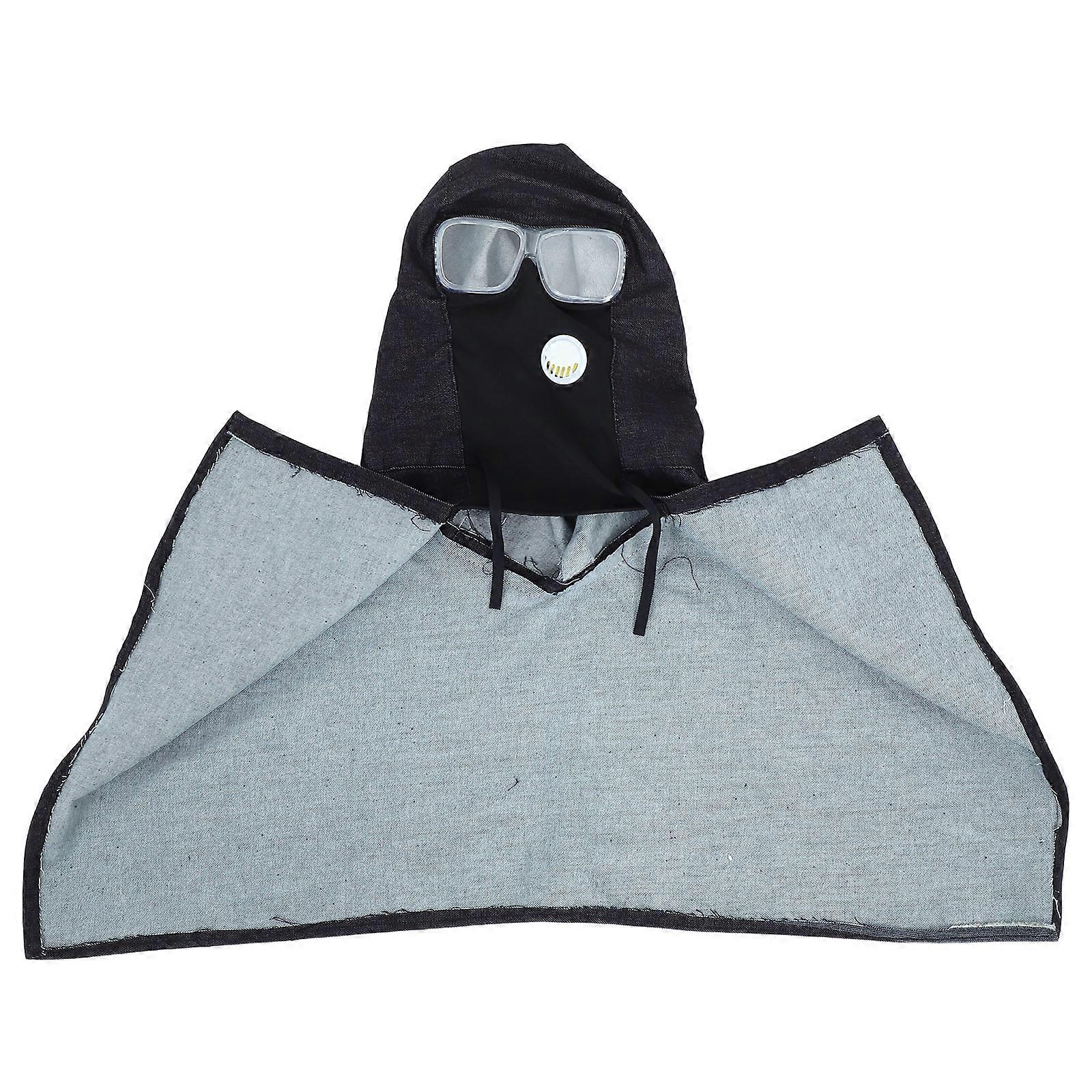 Sandblasting Protective Hood Soft Denim Material for Diy Painting Dark Blue Color Debris Safeguard 1Set