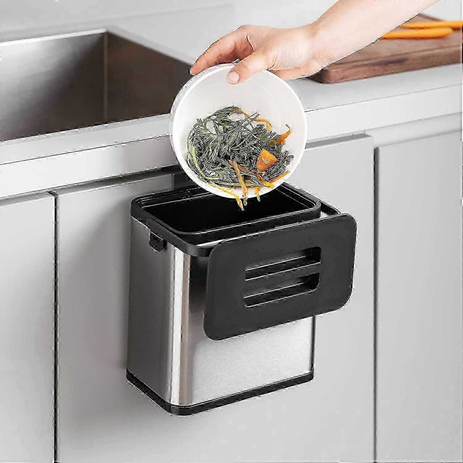 Hanging waste bin suitable for organic waste - 3 L waste bin for kitchen refuse and compostable materials
