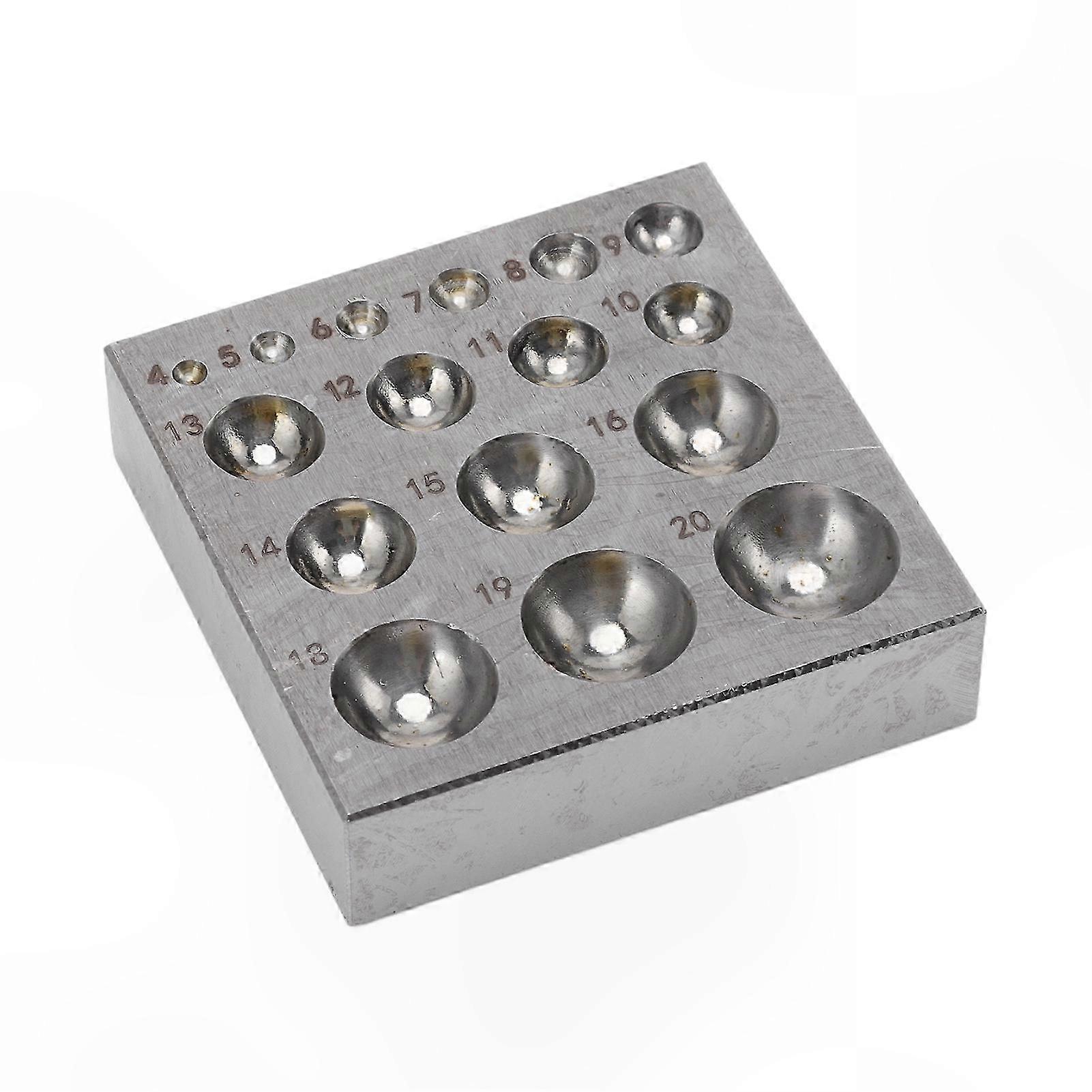 Semi-Circular Metal Forming Tool for Jewelry Crafting Dapping Block with Doming Die Surfaces