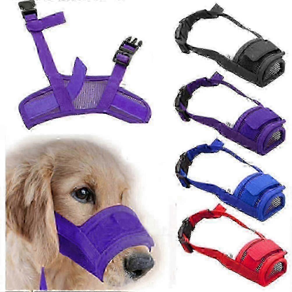 1x Adjustable Dog Muzzle Mesh Mouth Cover Stop Biting Chewing Grooming