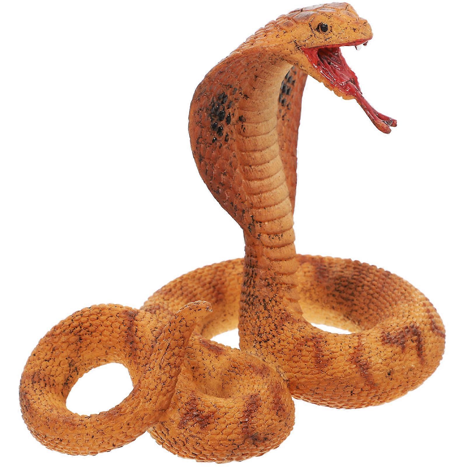 Cobra Figurine Simulation Snake Model for Decoration Made of Plastic Lightweight and Portable 7 inch
