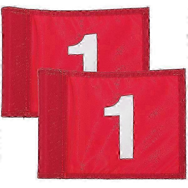 2Pcs Numbered Golf Training Target Flags 20.5x15.5cm Red for Practice & Course Marking
