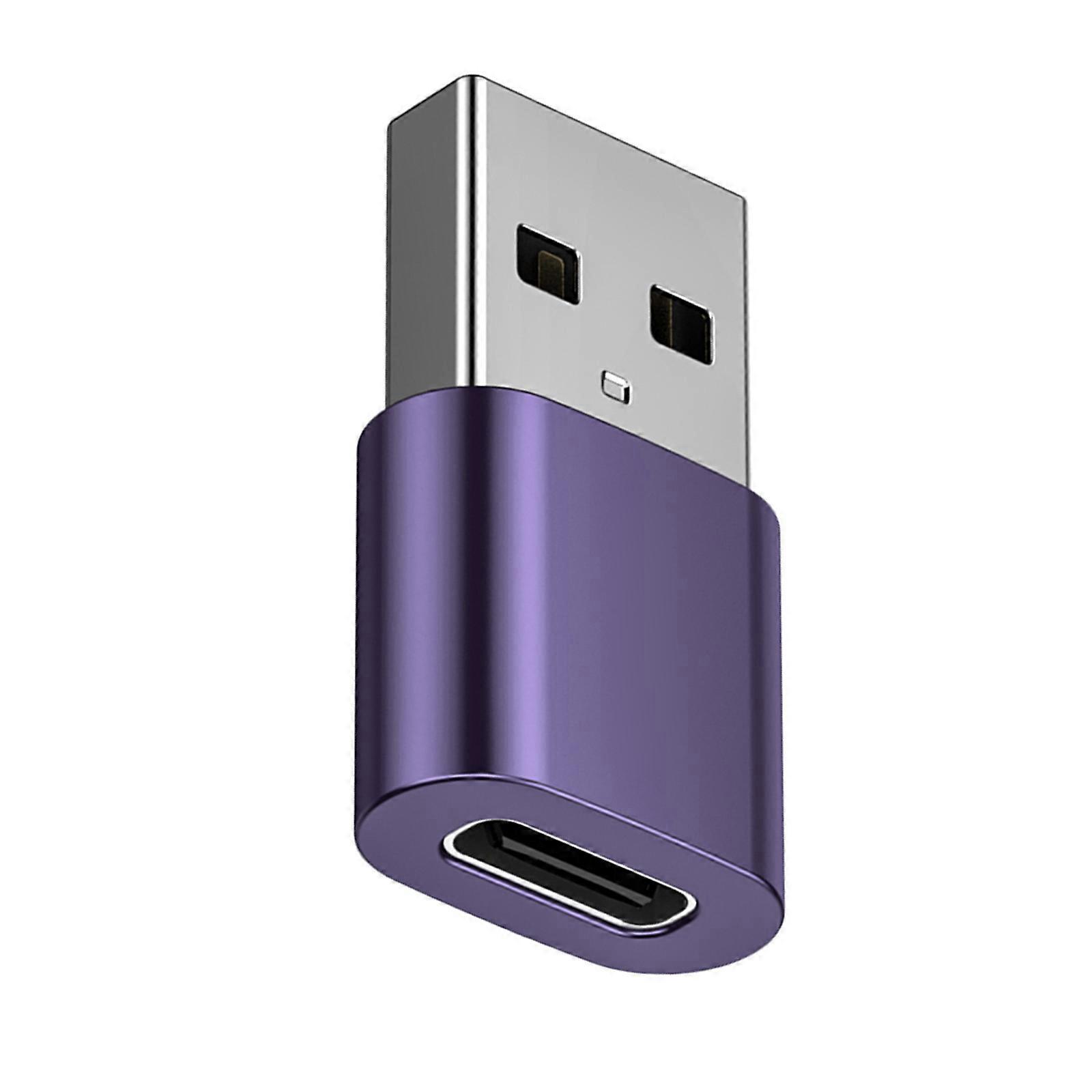 USB C To USB A Converter Reinforced Metal Construction USB3.0 Speed Charging For Multiple Devices  Purple