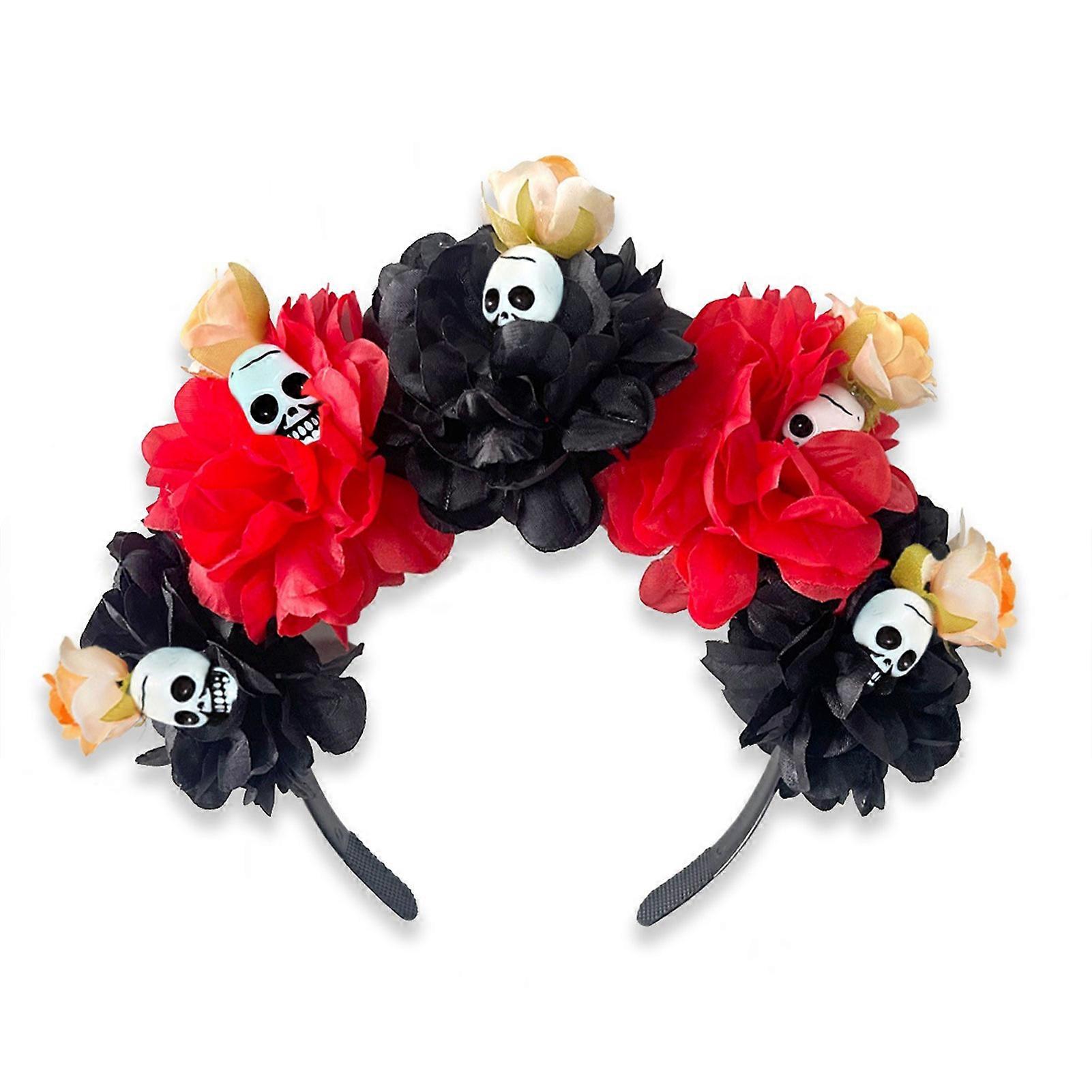 Stylish Skull Flower Headband for Halloween - Lightweight Hair Accessory for Parties, Role-Playing, and Festivals
