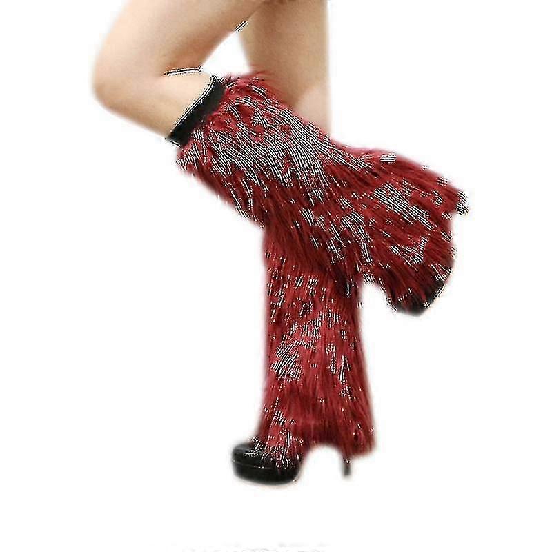 Tianrui Faux Fur Leg Warmer Plush Long Leg Boot Cuffs Cover
