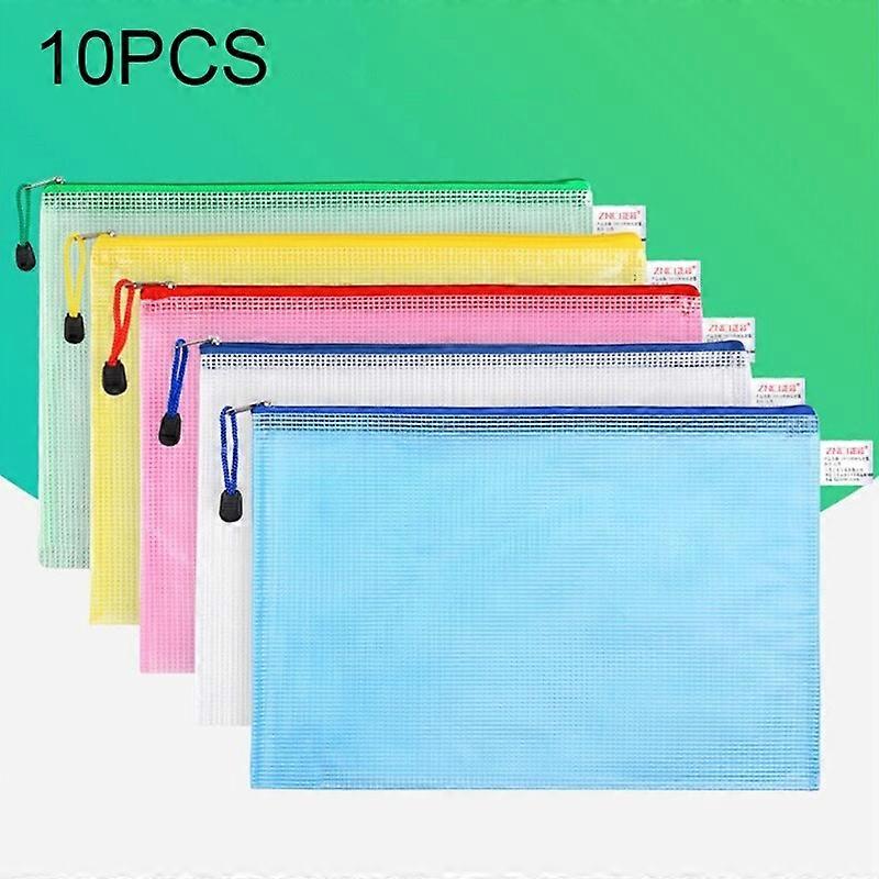 Zipper Plastic Mesh Document File Bag , Blue