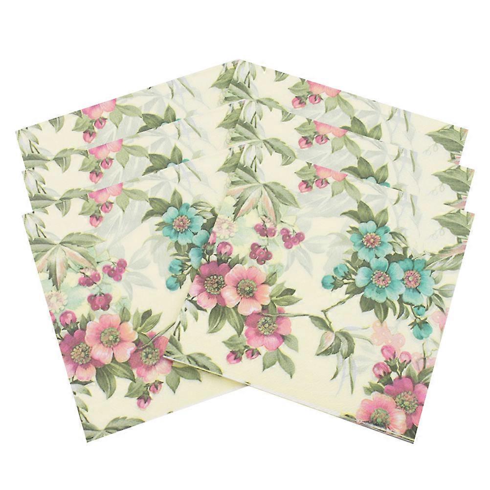 20Pcs Flower Series Napkins Absorbent Party Supplies For Guests Fashion Pattern Design Multi Color Square