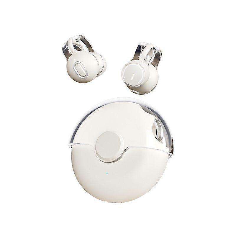 Clip-on bone conduction open earphones Bluetooth 5.3 ENC noise reduction(White)