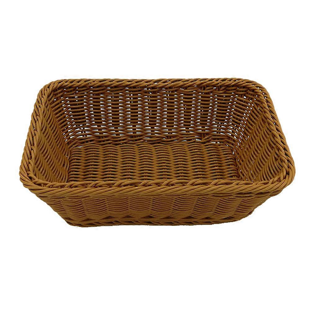 Brown Imitation Rattan Bread Basket for Family Use PP Material Lightweight and 12.5x8x6 Inch