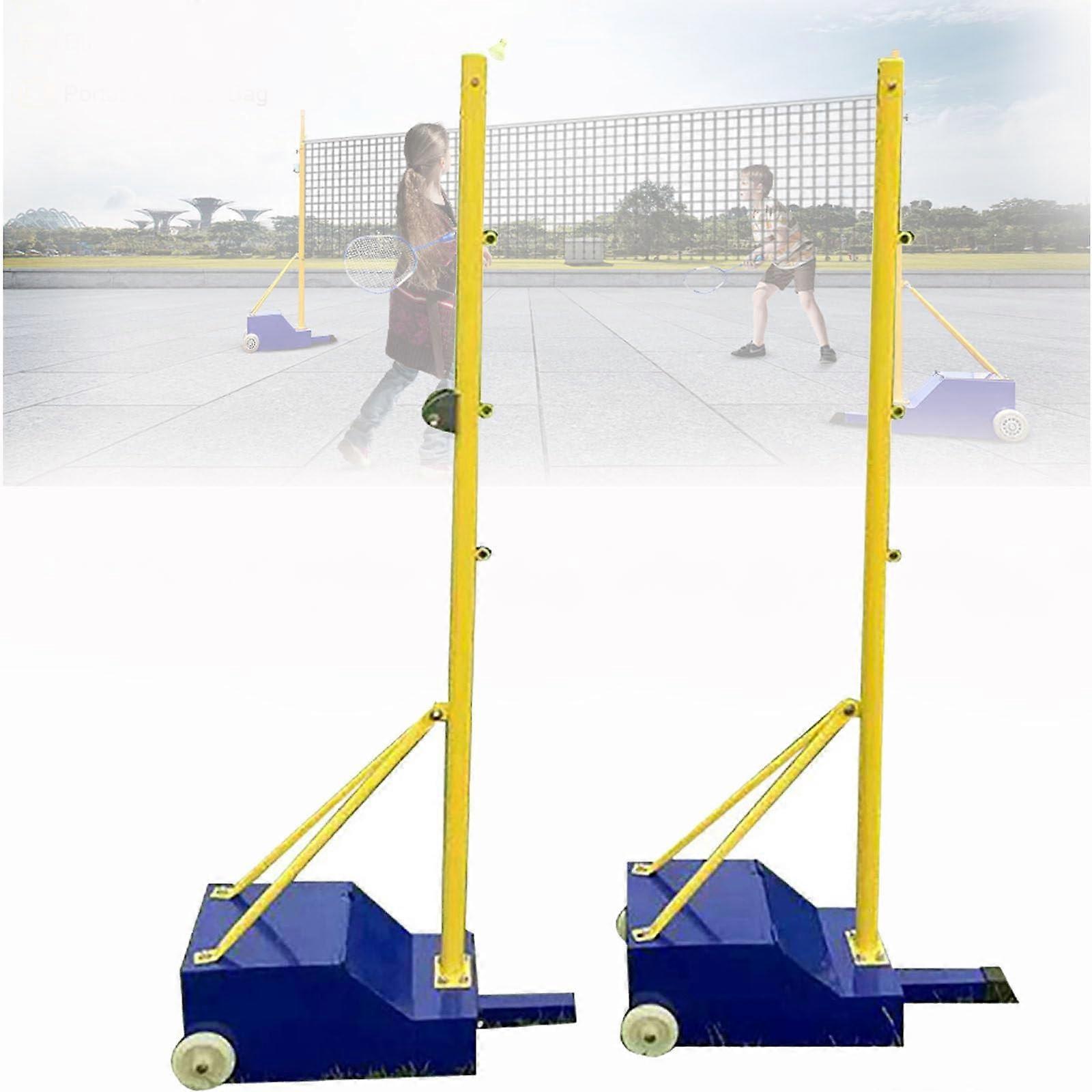 Volleyball Poles Net Badminton For Adult And Youth Mobile Frame With Wheels Box Type Post Steel Stand Outdoor Use 1.55m