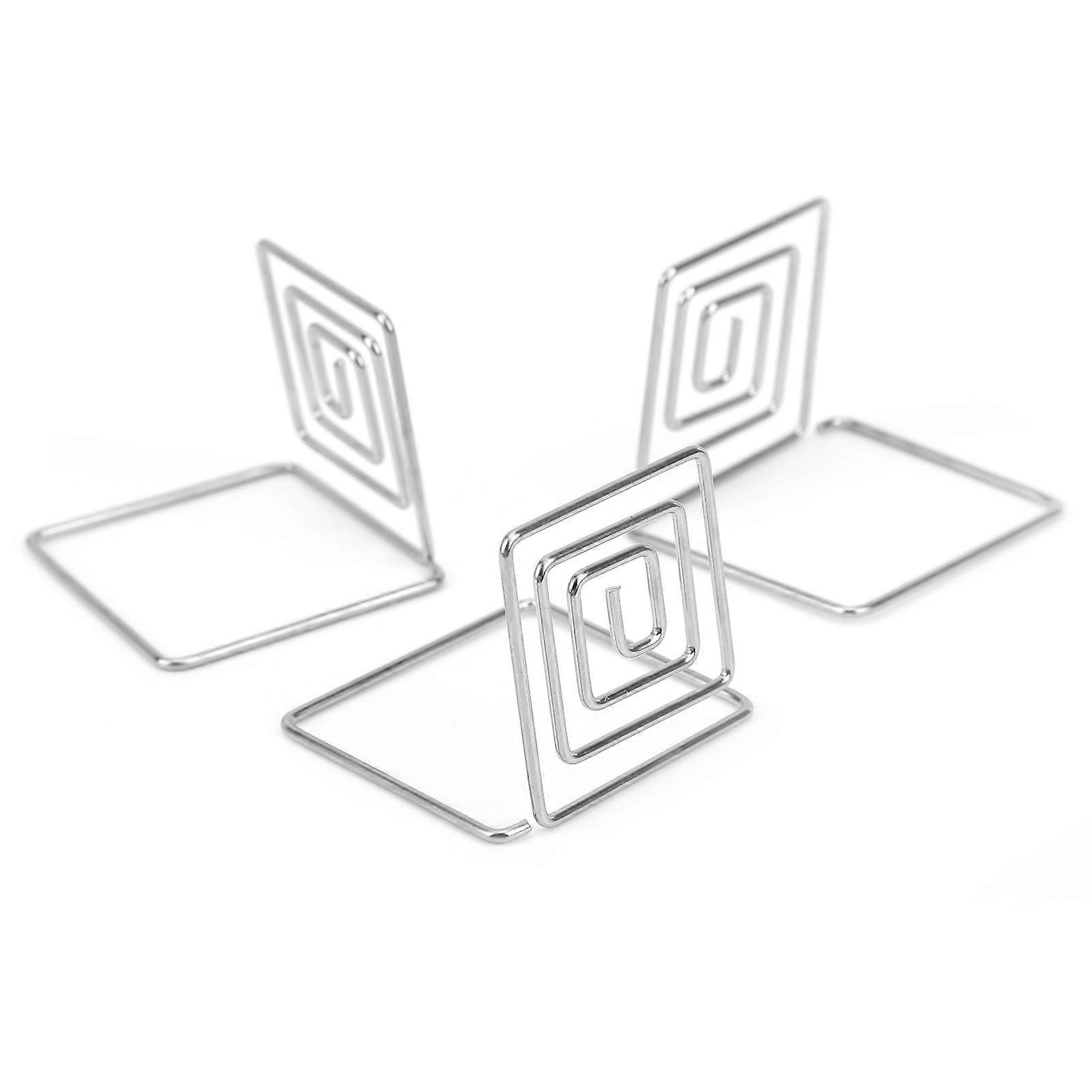 10Pcs Business Card Holder Mini Cute Metal Desktop Message Display Stand for Table Number Photo Memo BanknoteSilver