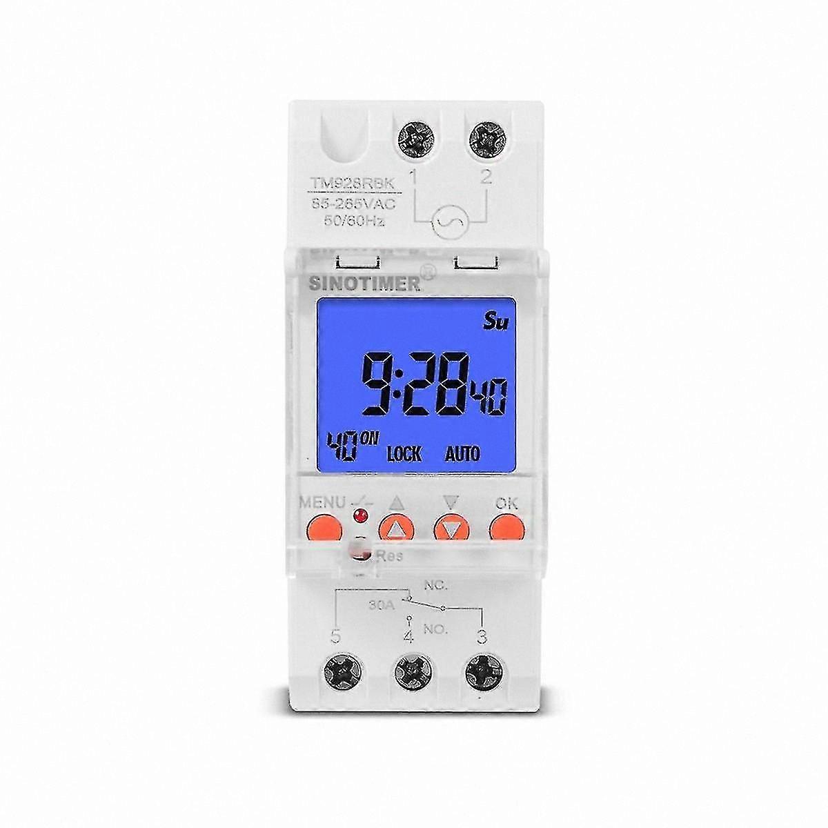 Programmable Timer with Display, Replaceable Battery, Backlight, 85-265V, 30A for Ringing Devices