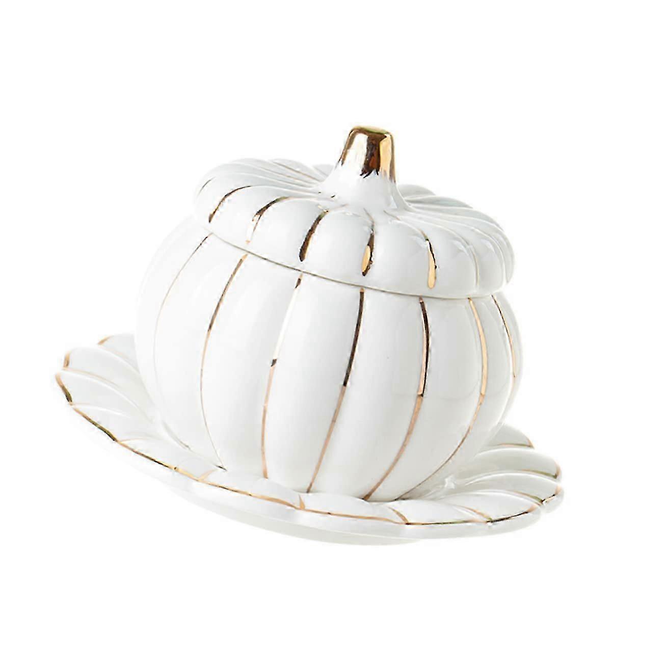 Ceramic Pumpkin Soup Bowl Set, Kawaii Pumpkin Cup with Lid, Porridge Bowl, Transparent Pumpkin Plate