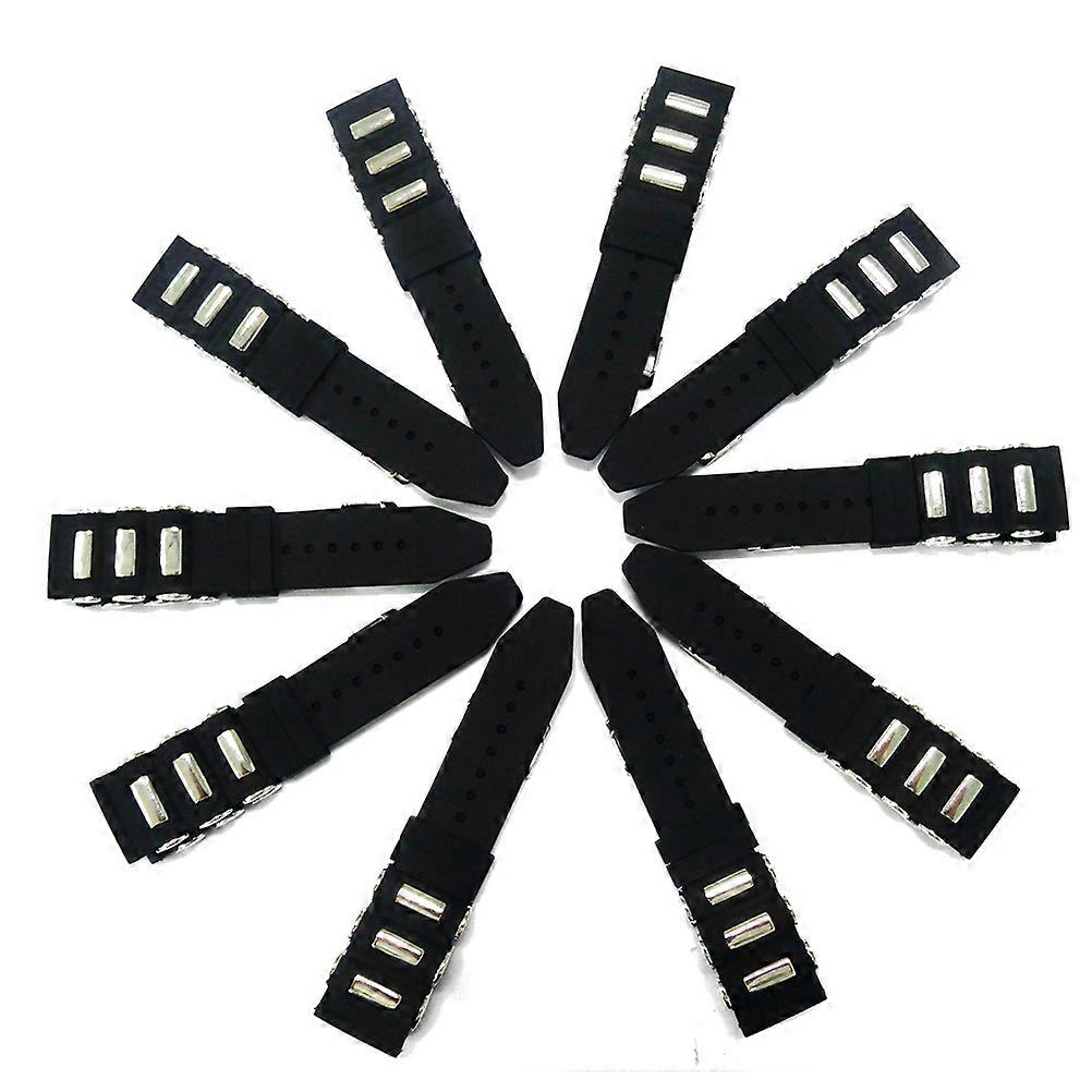Black Silicone Watch Strap 24mm for Waterproof Use with Stainless Clasp