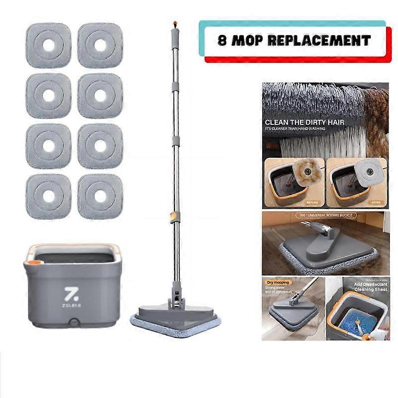 BOMIDI Spin Mop and Bucket System, Includes Dual Compartment Mop Bucket with Thick Washable Microfiber Pads for Home Cleaning