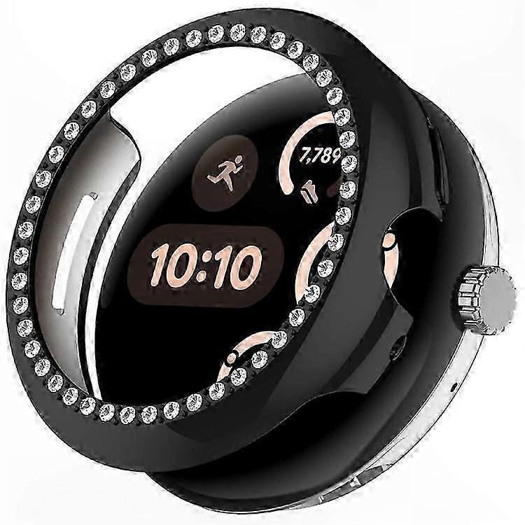 Hollow-Out Rhinestone Decorated PC Frame Case for 45mm Smartwatch Compatible with Pixel Watch 3