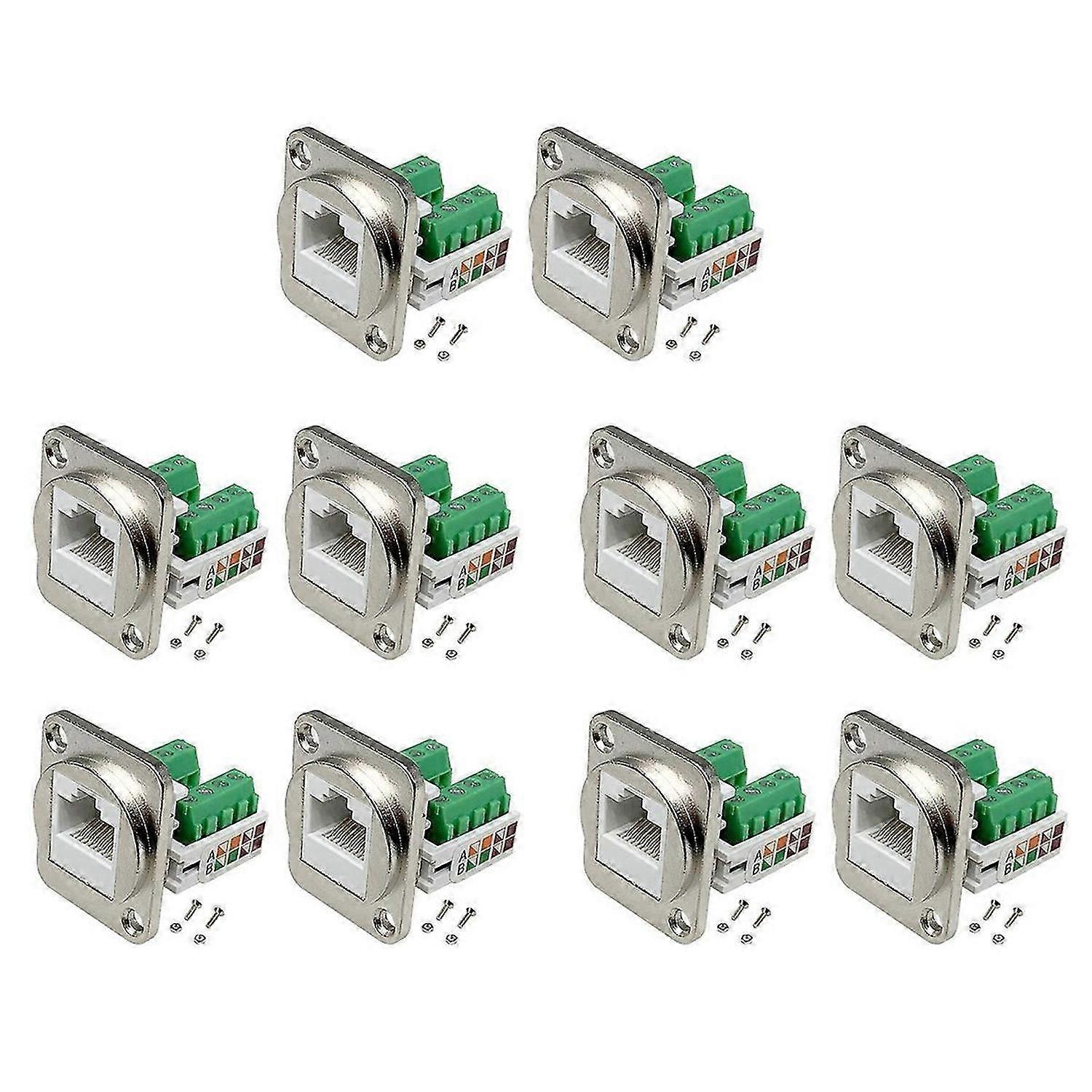 2PCS RJ45 Panel Mount Screw Terminal Adapter