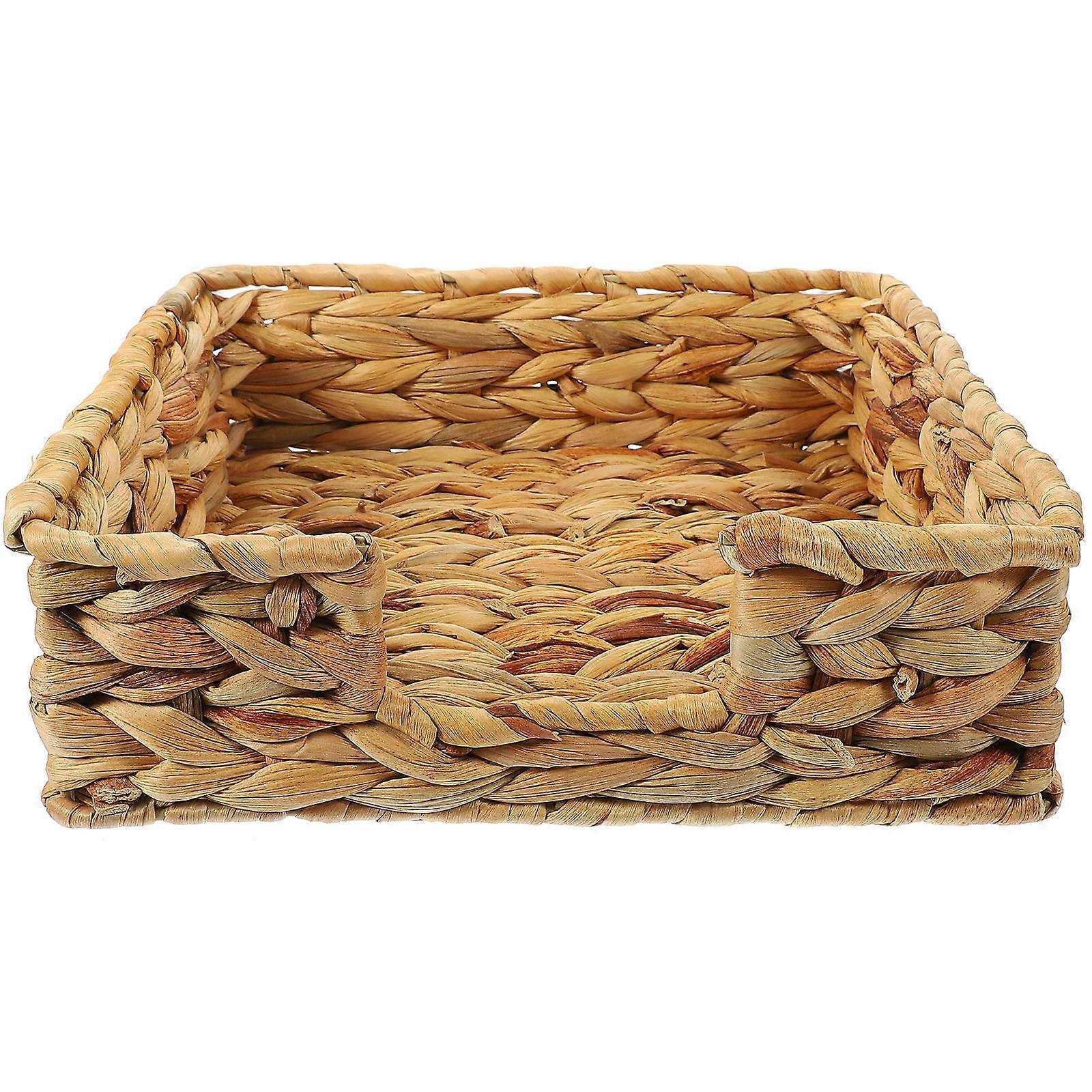Decorative Straw Basket Woven Storage Basket for Storage Use 2Pcs Light Brown