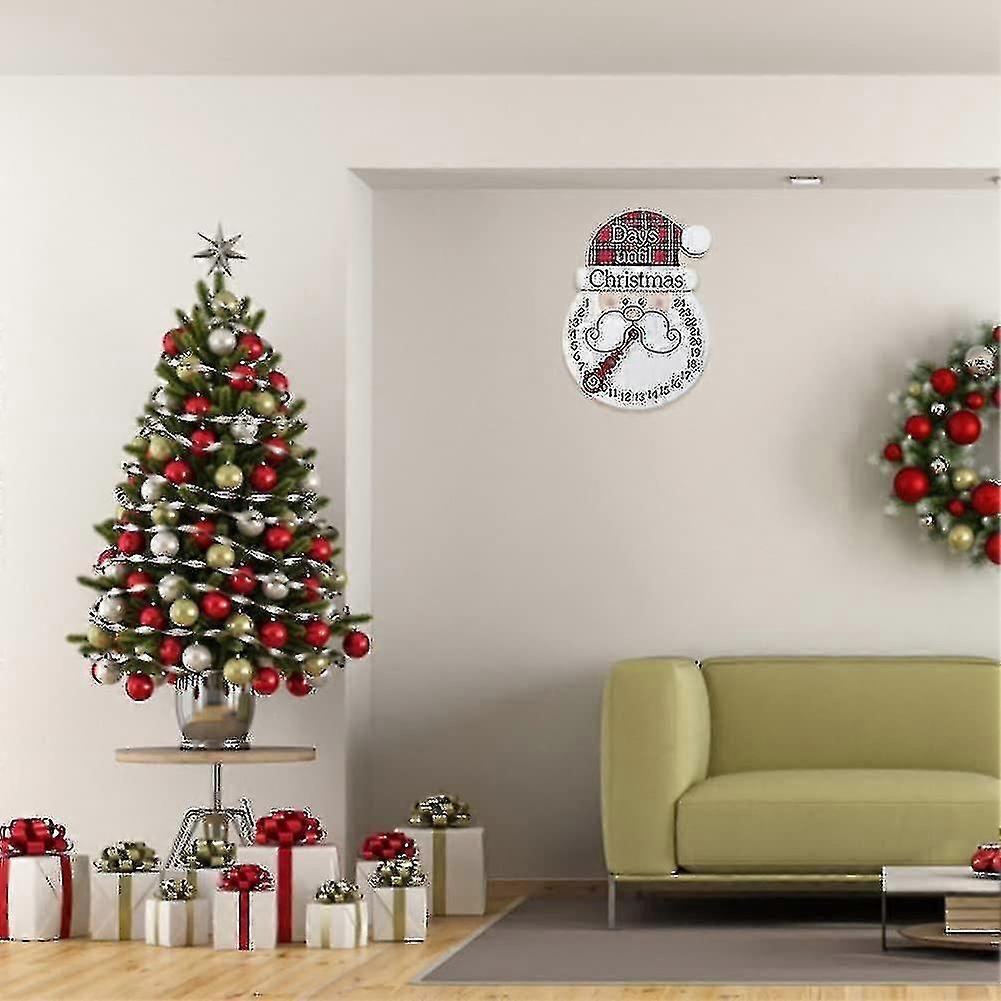 Christmas Reusable Advent Calendar, Countdown Calendar Wooden Wall Hanging Santa Claus Countdown 24 Day Xmas Decorations For Christmas Home Decoration