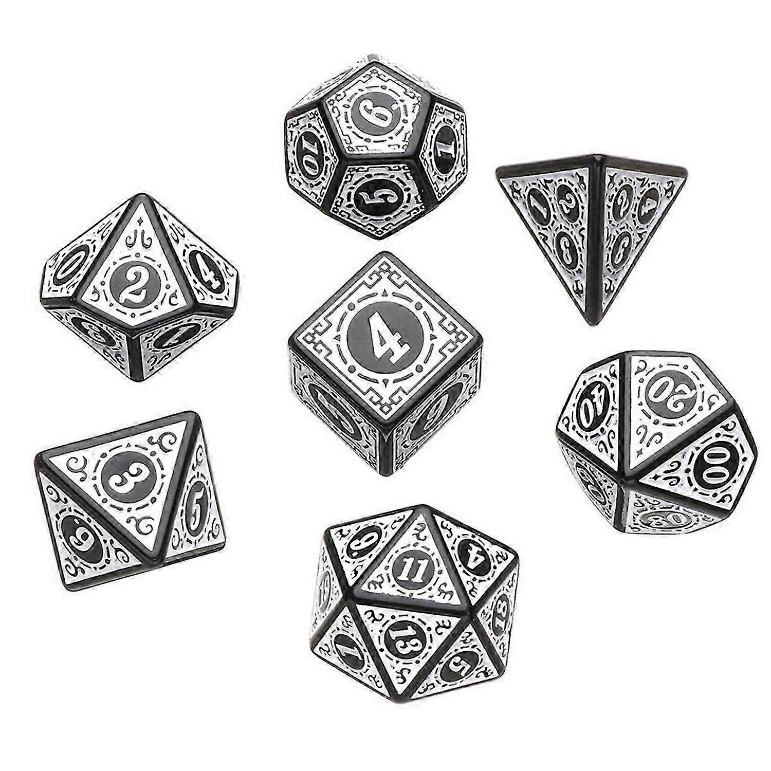 White 7 Pcs for TRPG DND Dice Set Acrylic Multi-Sided 7-Die D4-D20 Polyhedral Dice Table Game Math Tabletop