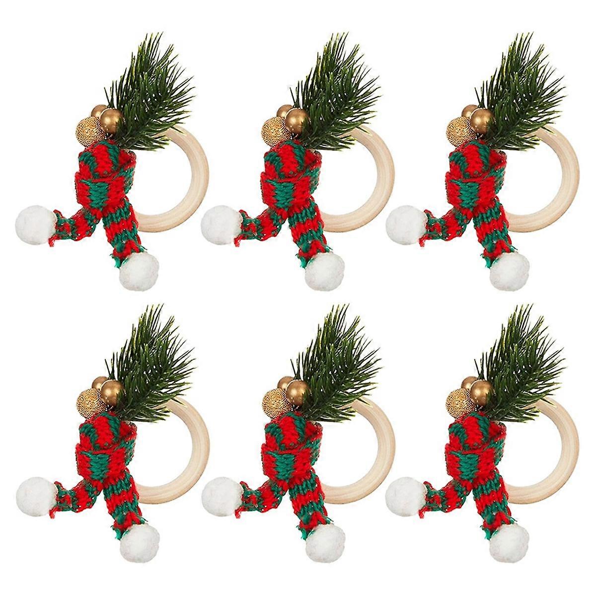 6pcs Napkin Rings,Pinecone Napkin Buckles with Gold Bead, A