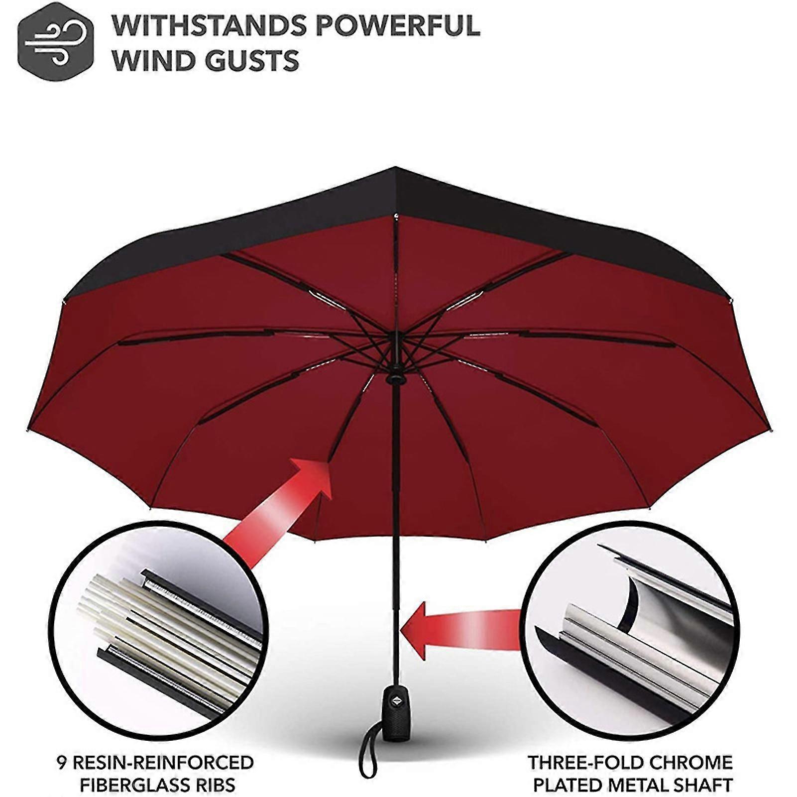 Windproof Tri-fold Umbrella Portable Automatic Folding Sunscreen Umbrella