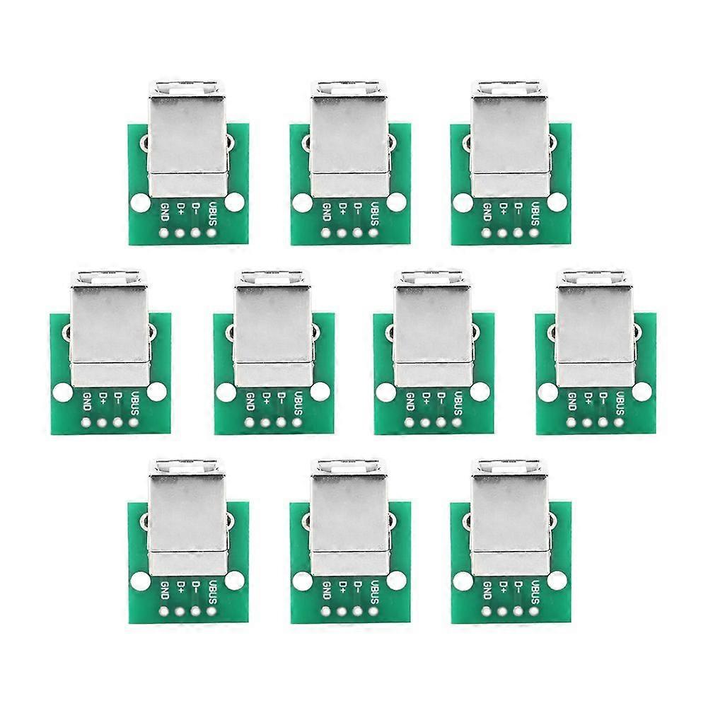 10Pcs USB Type B Female to DIP Adapter Board 4 Pin 2.54mm Pitch
